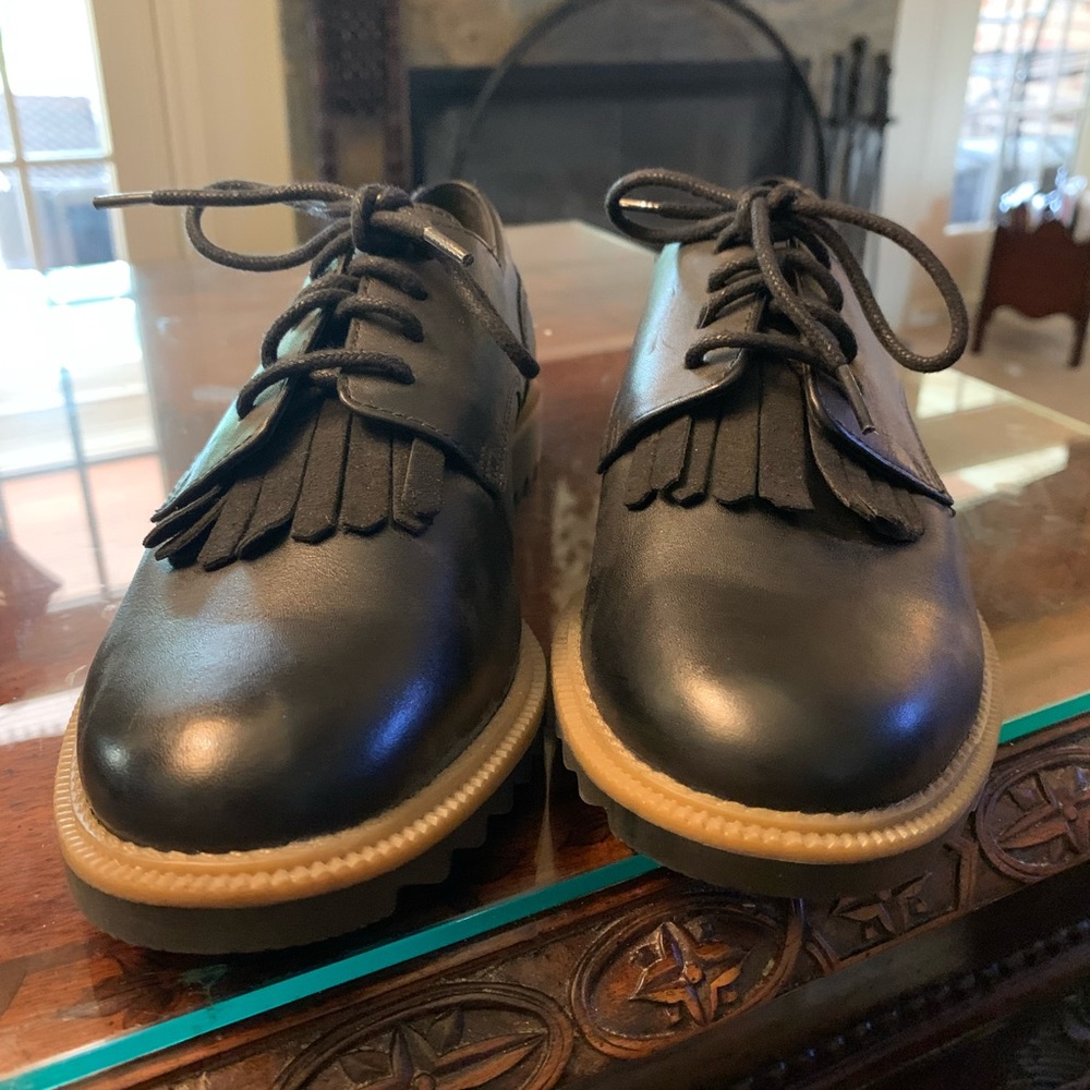 Clarks Somerset Griffin Mabel Oxford Black Leather Flats Womens US 8 M
